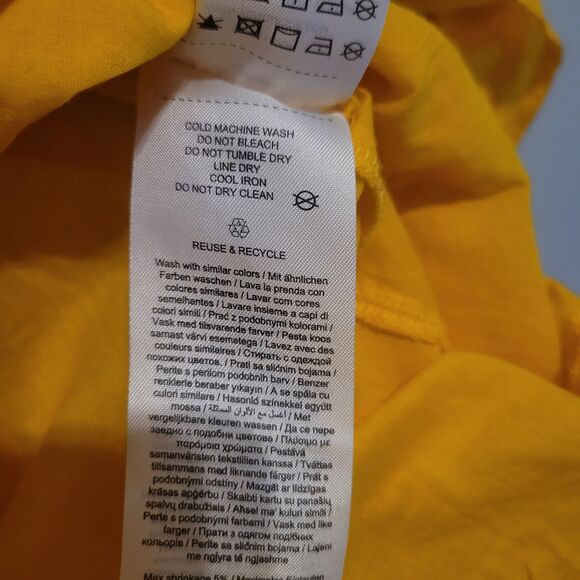 Vero Moda Yellow Prairie Dress Cotton Linen Lined Cottagecore Women's Small - Picture 12 of 14